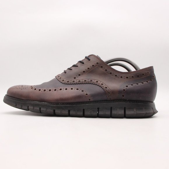 Cole Haan Zerogrand No Stitch Men's 10.5 M Dress Shoes Brown Leather Wingtip - Picture 4 of 11